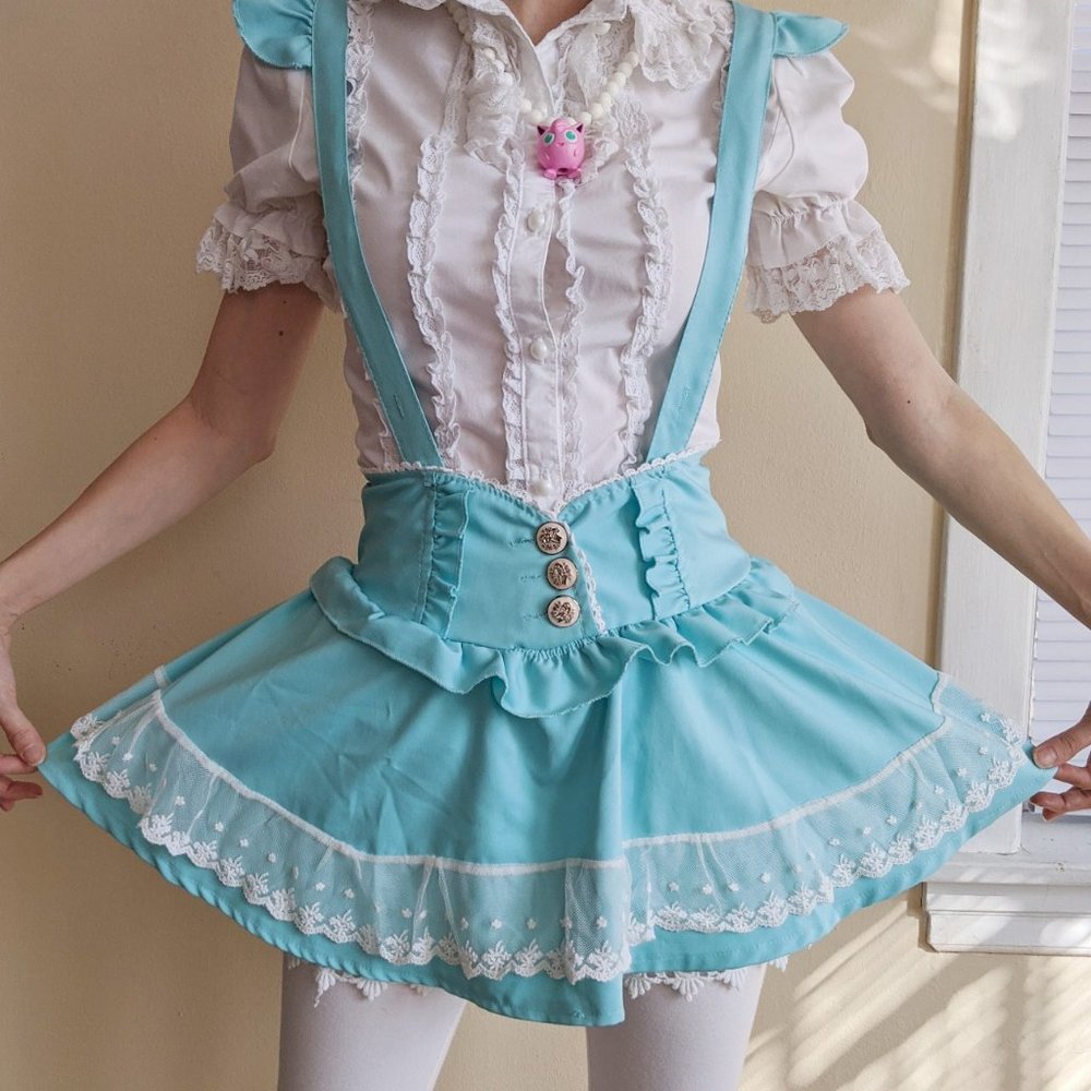 💙 Robin's egg blue suspender skirt skorts 💙